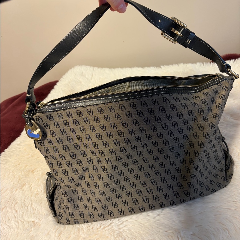Dooney & Bourke Black and Gray Monogram Shoulder Bag
